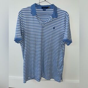 Ralph Lauren Blue and White Striped Polo Shirt